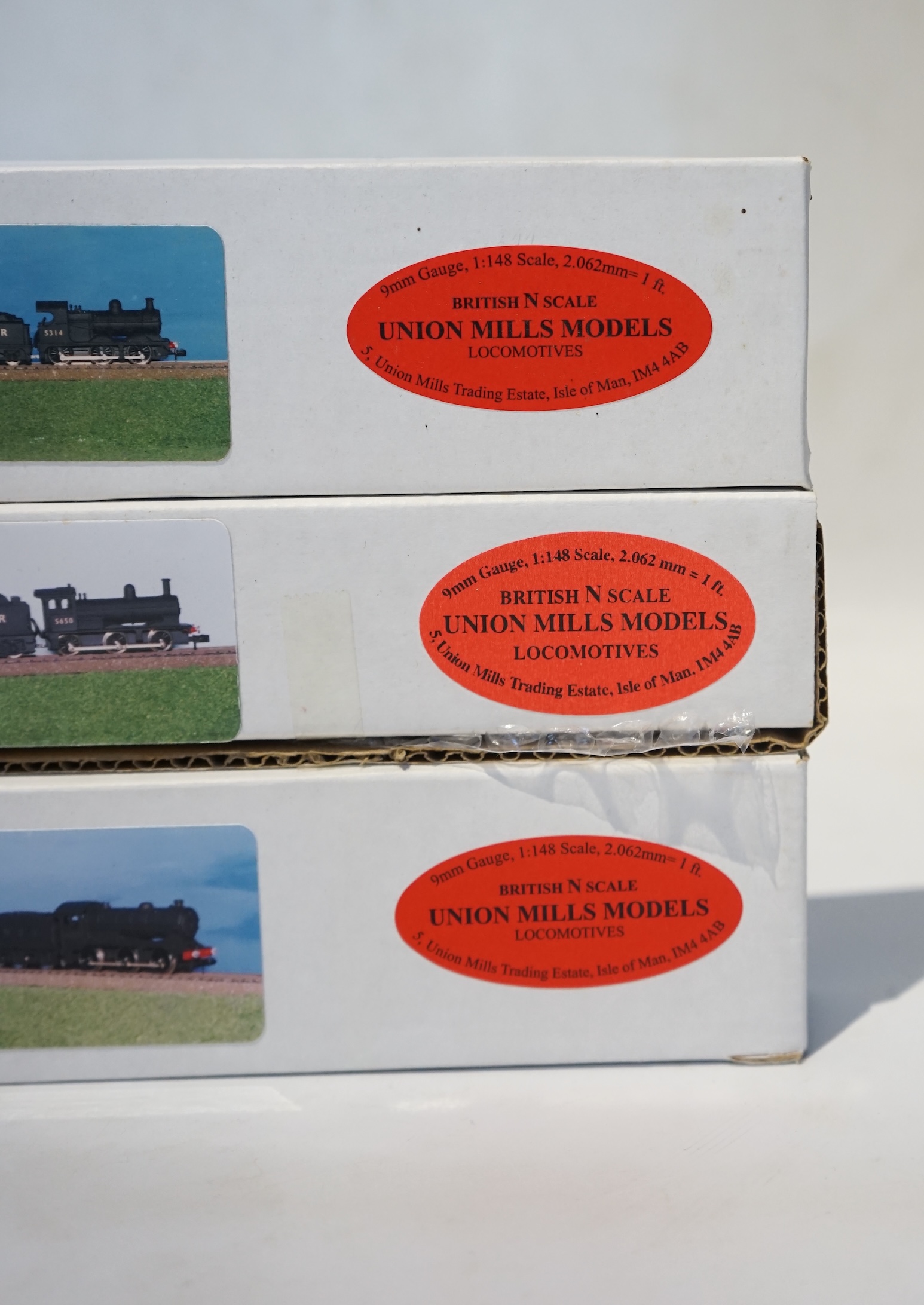 Three boxed Union Mills Models N gauge railway LNER locomotives; a Class J39, 4857, a Class J11, 5314, and a Class J25, 5650. Condition - good.